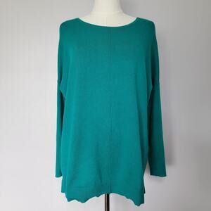 Chicos Cashmere Blend Sweater Green Sz 0 Small Christmas Holiday Office Preppy